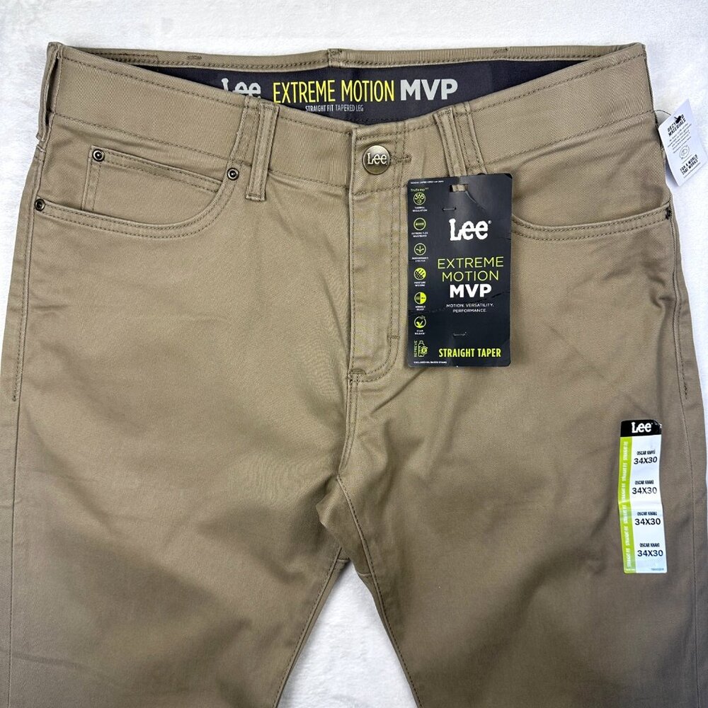 Lee Extreme Motion Straight Khaki Pants 34x30 Stretch Comfort Southern Rodeo - Picture 2 of 9